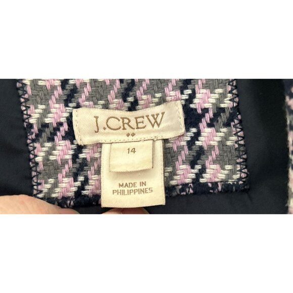 J.Crew Regent Houndstooth Blazer Gold Buttons Wool Blend Lined Size 14 - Picture 6 of 11